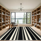 Classic Black and Cream Stripe Rug
