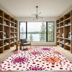 Crimson Magenta Scattered Dot Arrangement Rug