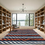 Red White Twisted Rope Stripes Rug