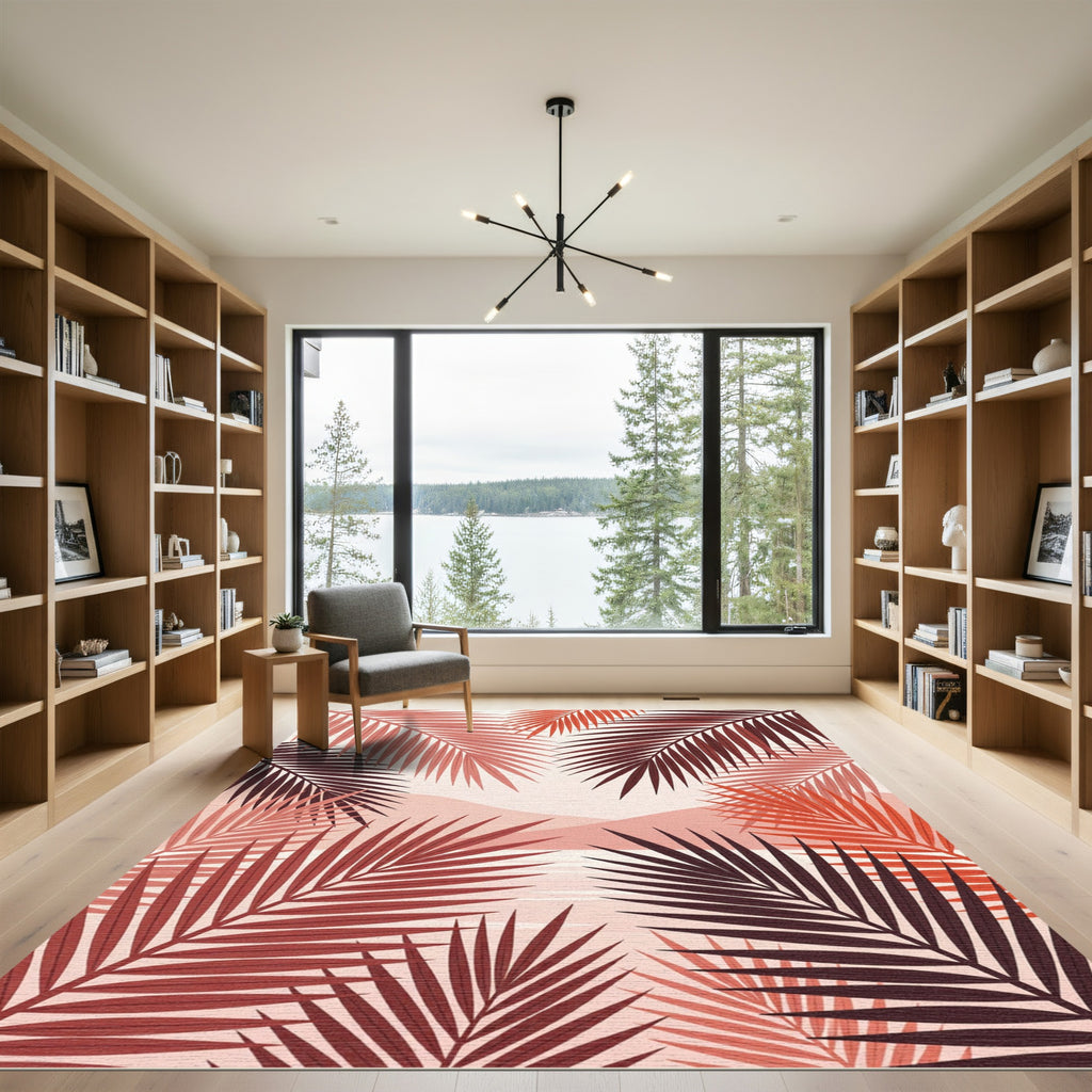Terracotta Palm Frond Landscape Rug