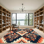 Tribal Mask Feather Boho Geometric Area Rug