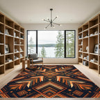 Terracotta Orange Abstract Geometric Rug