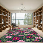 Vibrant Pink Cosmos Garden Bloom Rug