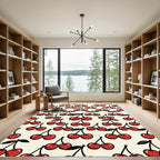 Playful Retro Red Cherry Toss Rug