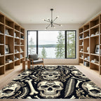 Gothic Ornate Skull Bone Baroque Tapestry Rug