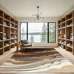 Earthy Brown Abstract Cloud Layers Rug
