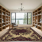 Crimson Gold Floral Sunburst Medallion Rug