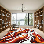 Fiery Crimson Orange Swirl Rug