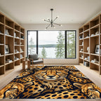 Vivid Golden African Cheetah Face Repeat Rug