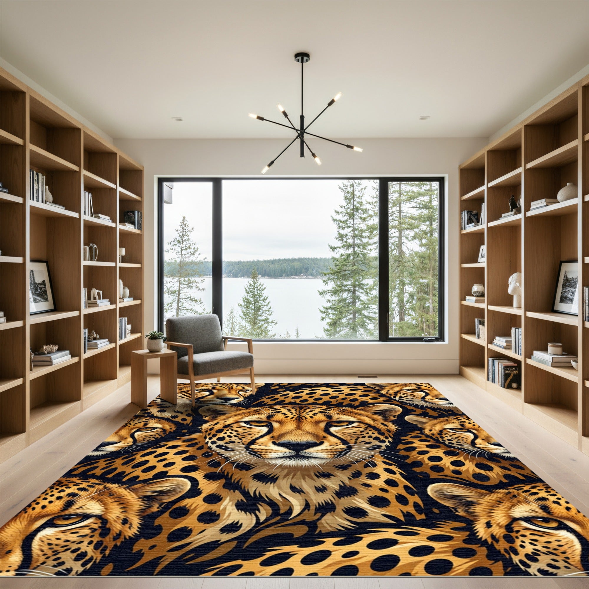 Vivid Golden African Cheetah Face Repeat Rug