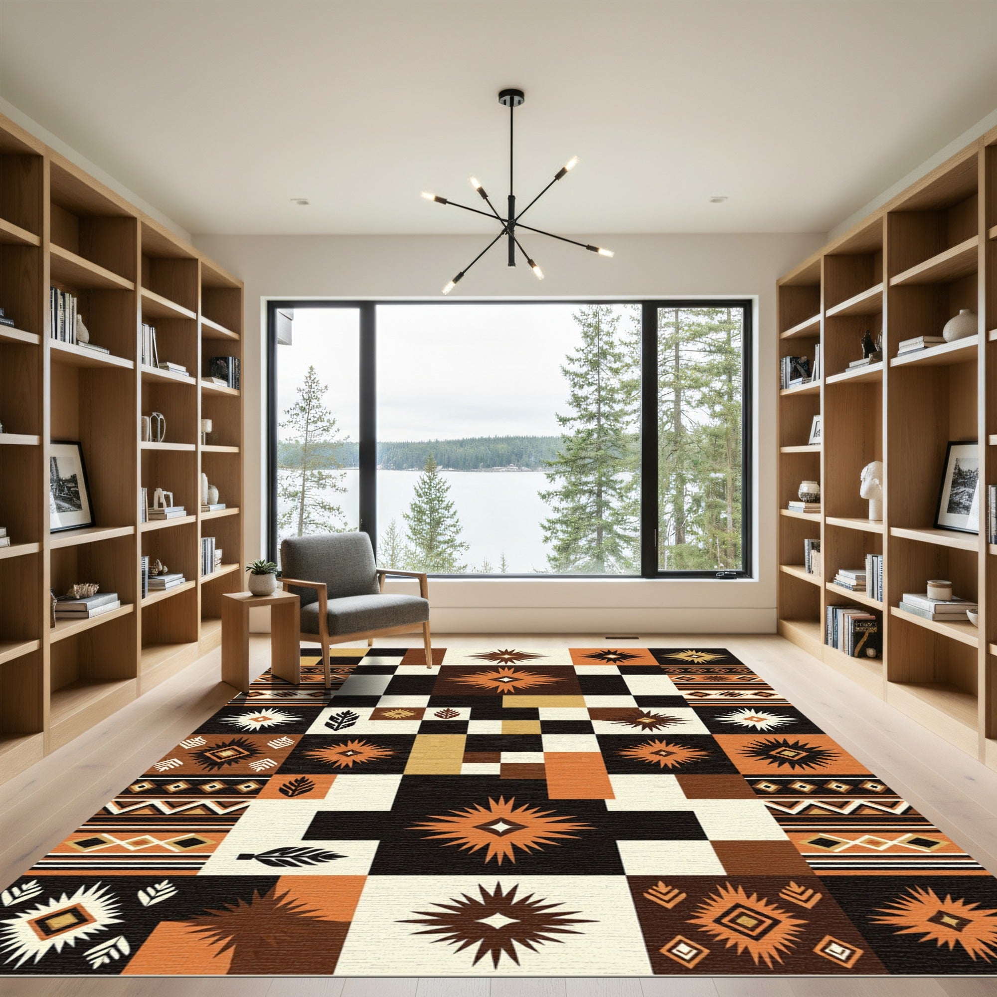 Retro Sunburst Geometric Stripe Rug