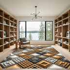 Modern Geometric Waffle Textured Neutral Rug
