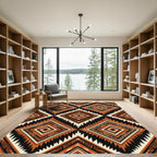 Bold Rust Geometric Diamond Shag Rug