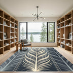 Elegant Gray Plumed Feather Accent Rug