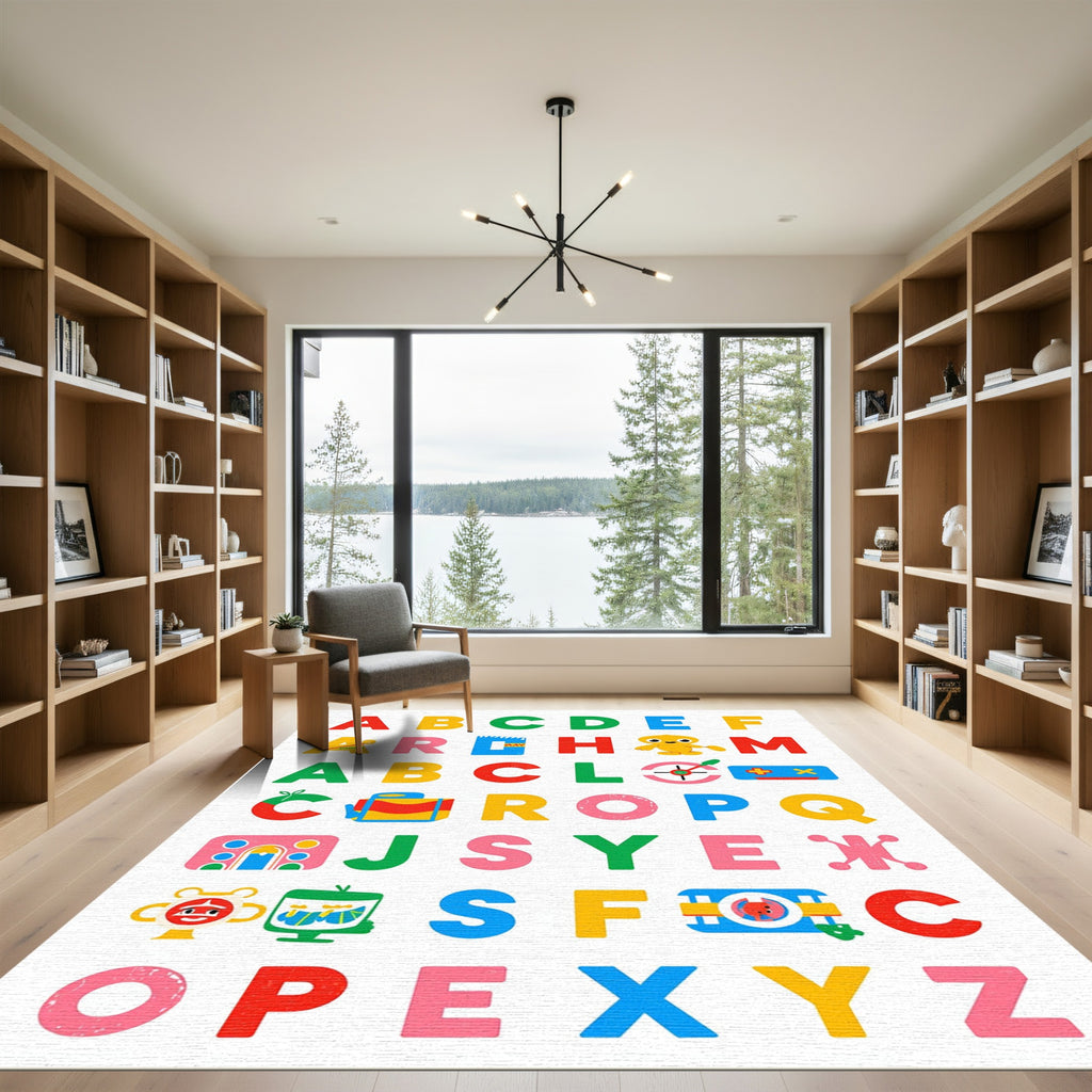 Playful Alphabet Characters Colorful Rug