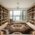 Earthy Brown Southwestern Sunburst Star Rug