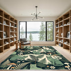 Enchanted Forest Cats Mushroom Meadow Scene Rug