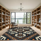 Geometric Hexagonal Adventure Camping Icon Rug