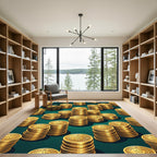 Golden Stacks of Currency Wealth Rug