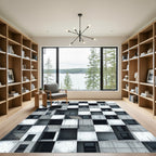 Minimalist Concrete Grid Cube Architecture Rug