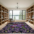 Elegant Purple Botanical Damask Floral Rug