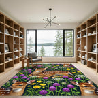 Whimsical Fawn Meadow Floral Tapestry Rug