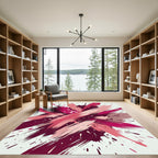 Vibrant Berry Rose Abstract Brushstroke Rug
