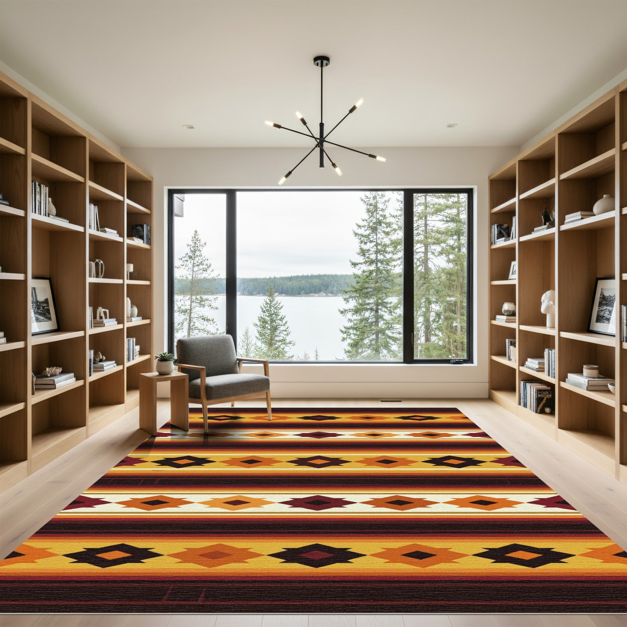 Warm Golden Southwest Geometric Diamond Rug