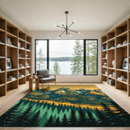 Majestic Golden Alpine Mountain Peak Rug