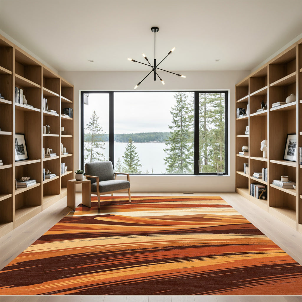 Earthy Tones Desert Landscape Strokes Rug