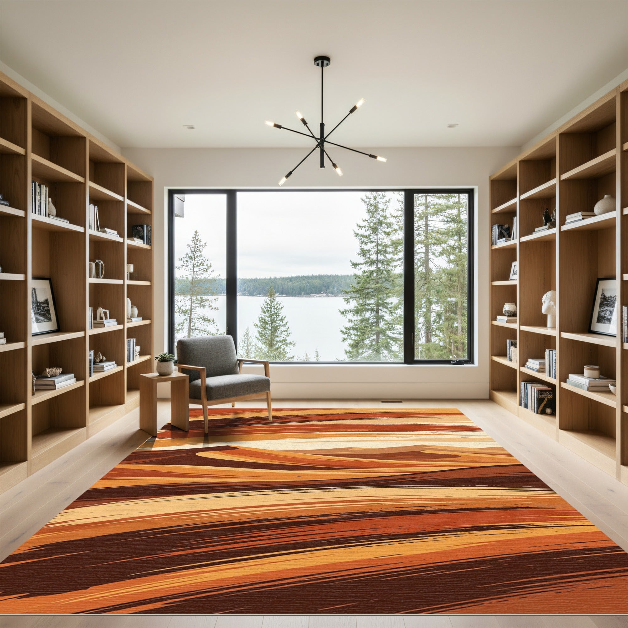 Earthy Tones Desert Landscape Strokes Rug