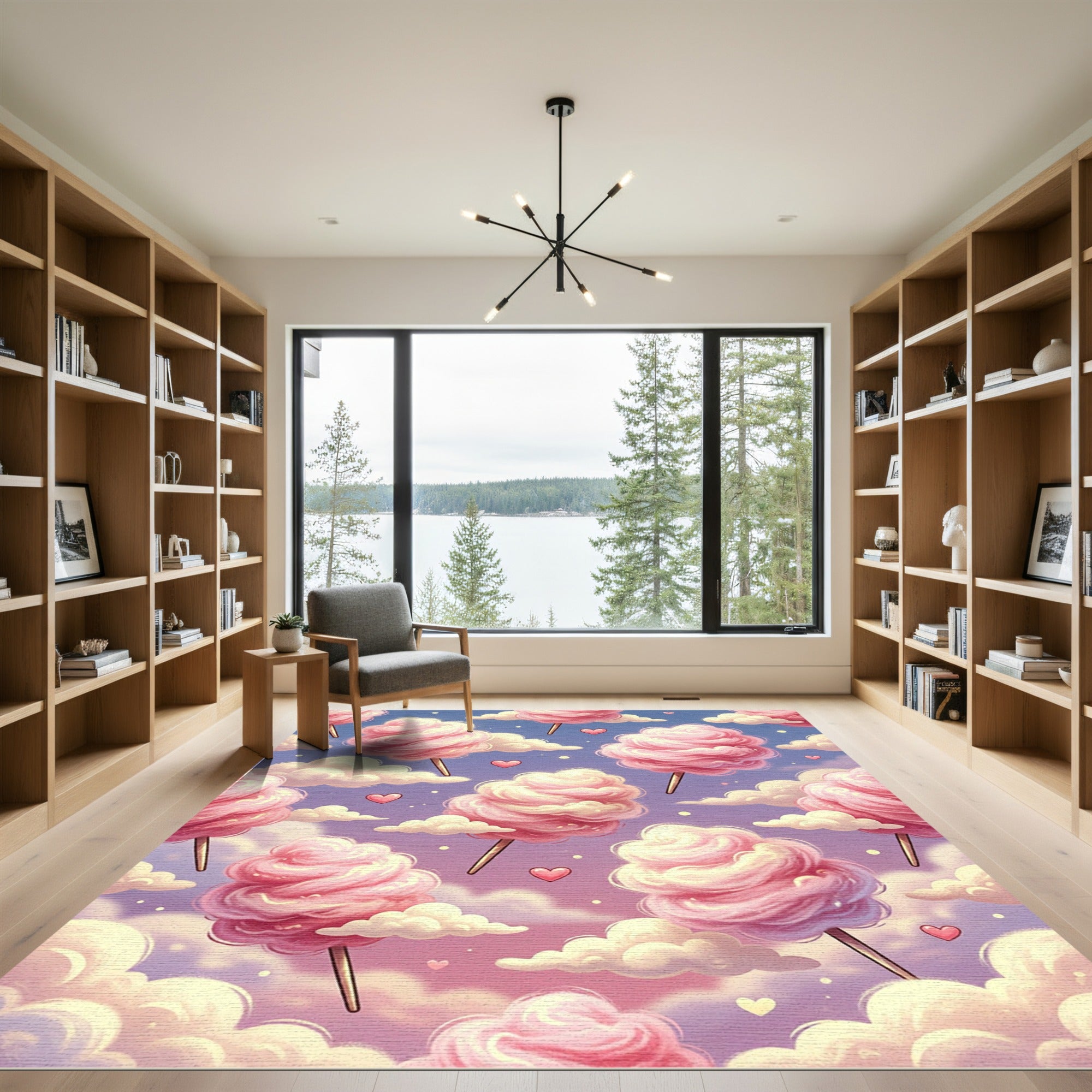 Whimsical Pink Cotton Candy Clouds Rug