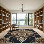 Ornate Gold Medallion Chain Rug