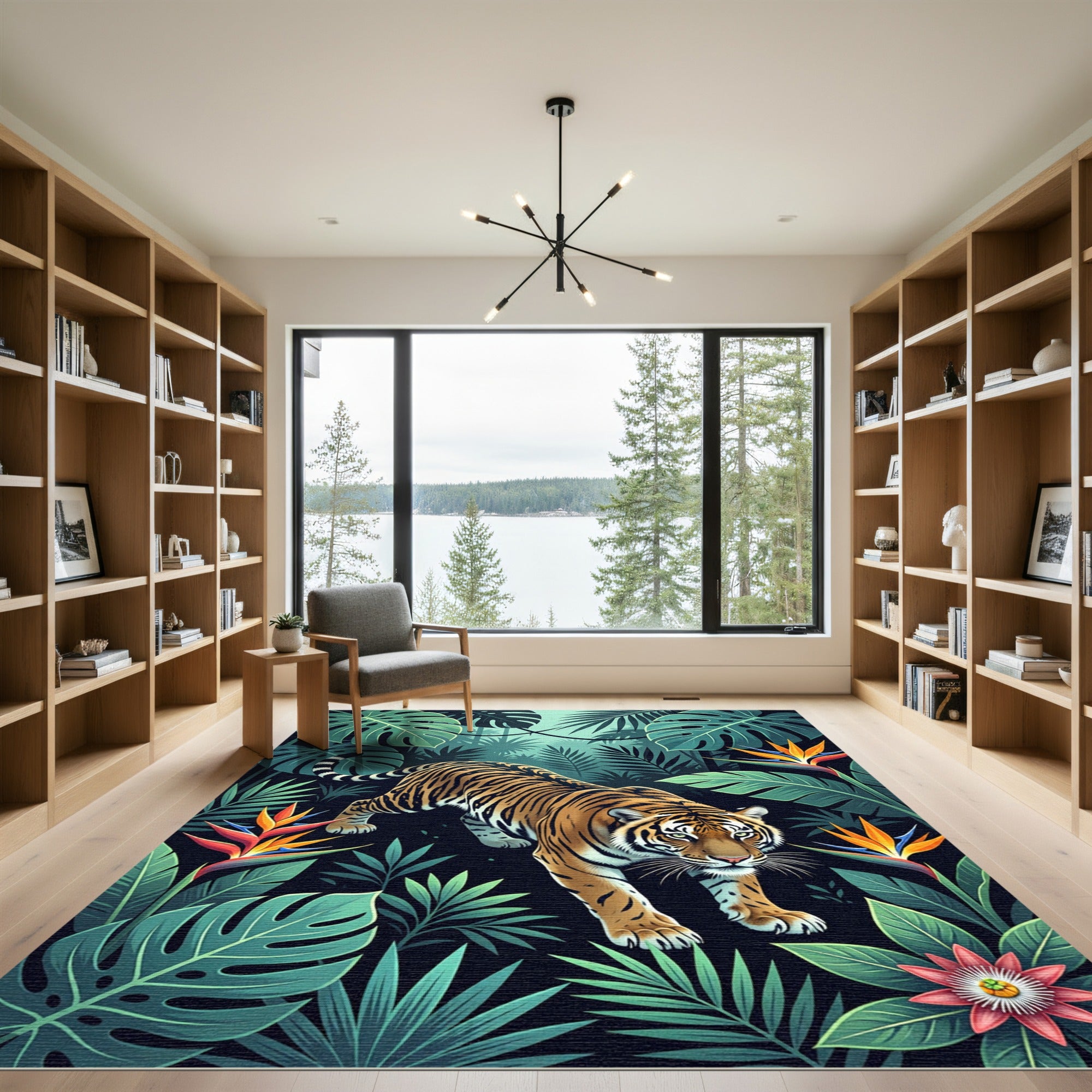 Tropical Tiger Amongst Lush Foliage Rug