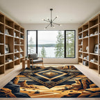 Geometric Desert Mesa Diamond Gold Rug