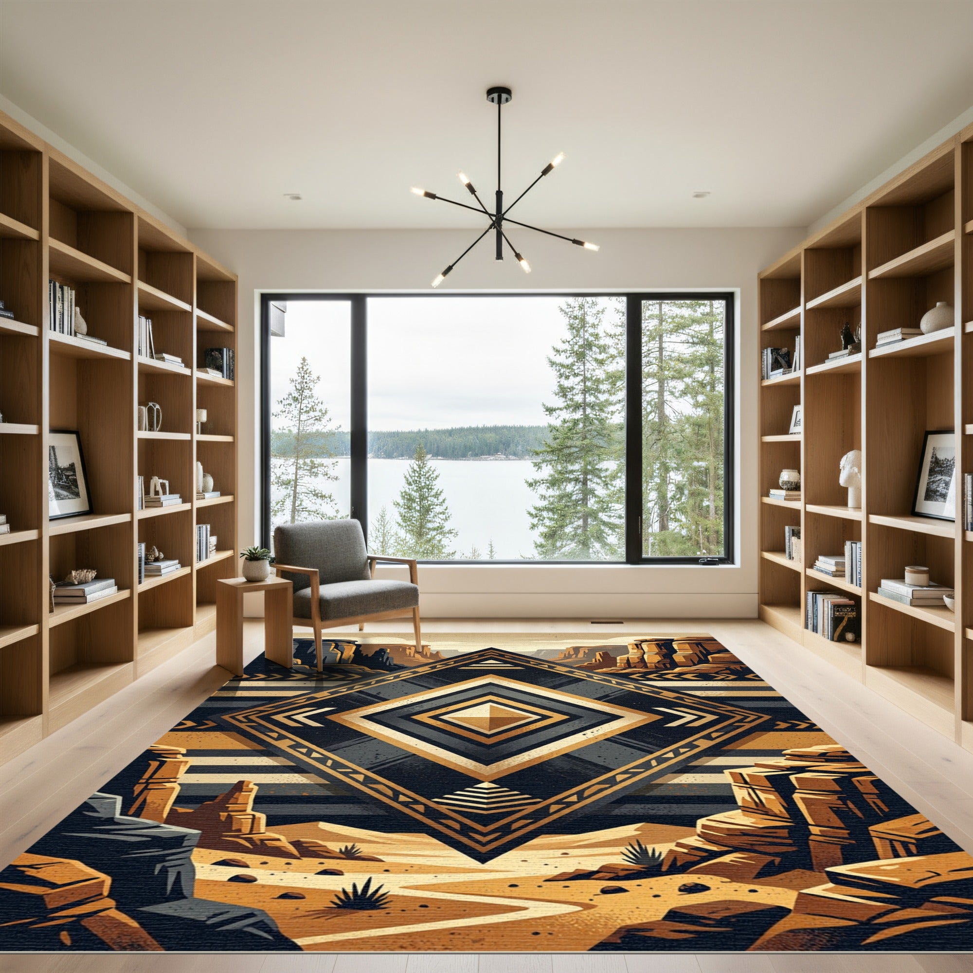 Geometric Desert Mesa Diamond Gold Rug