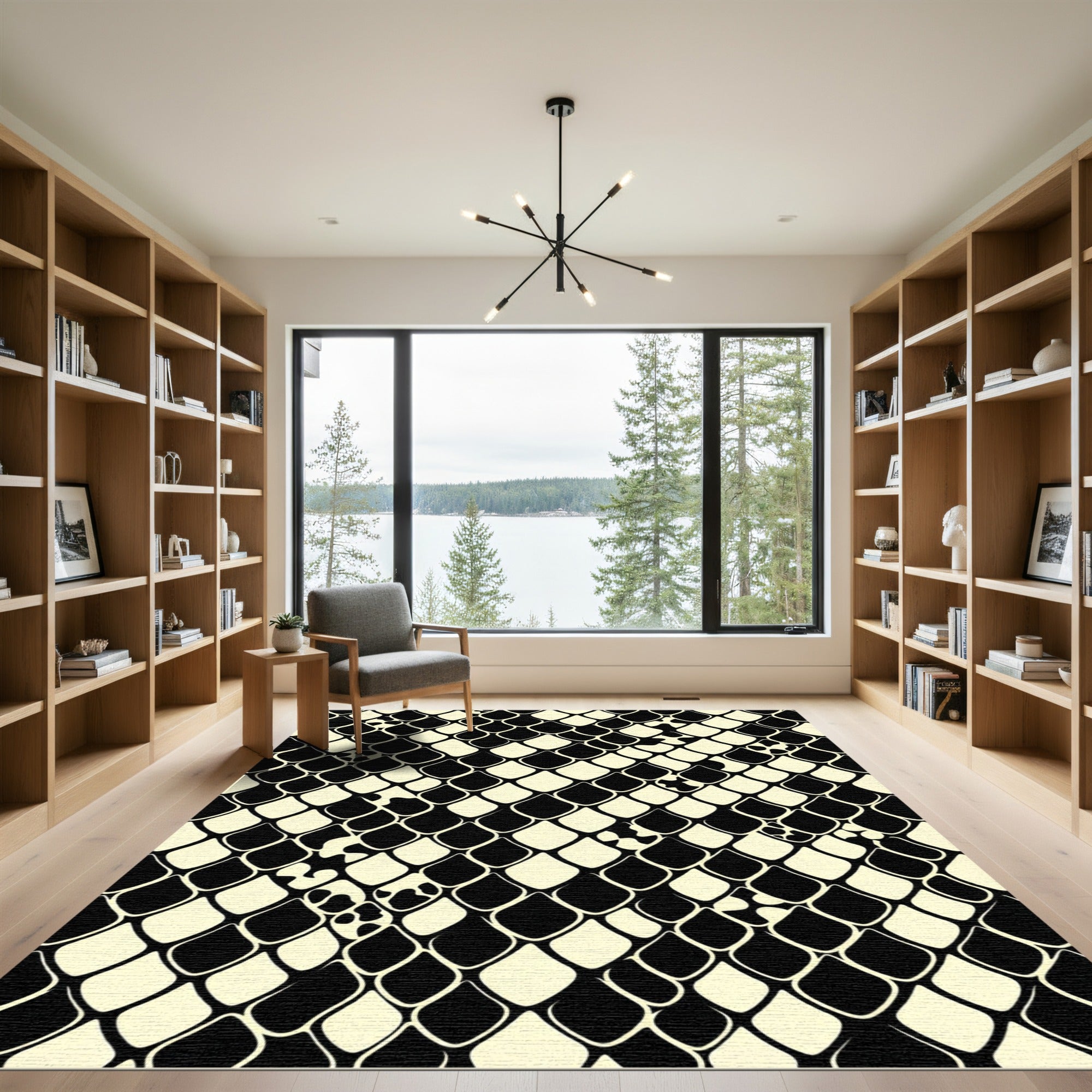 Monochromatic Snake Skin Geometric Texture Rug