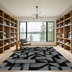 Modern Architectural Charcoal 3D Geometric Rug