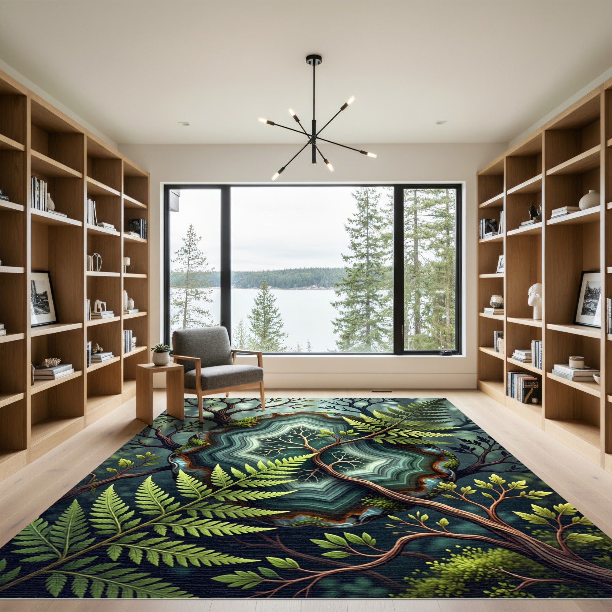 Forest Agate With Fern Branches Rug