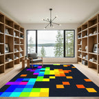 Vibrant Pixelated Rainbow Abstract Art Rug