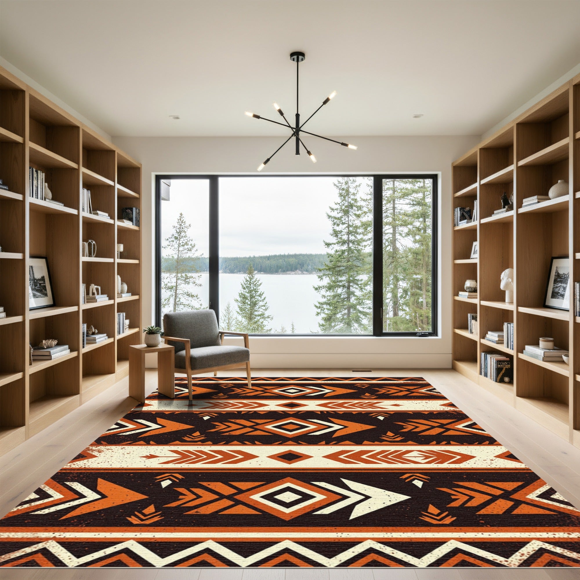 Earthy Geometric Arrow Boho Rug