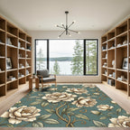 Vintage Sage Floral Peony Scroll Rug