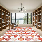 Geometric Coral Diamond Grid Rug