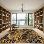 Golden Leopard Face Animal Spot Rug