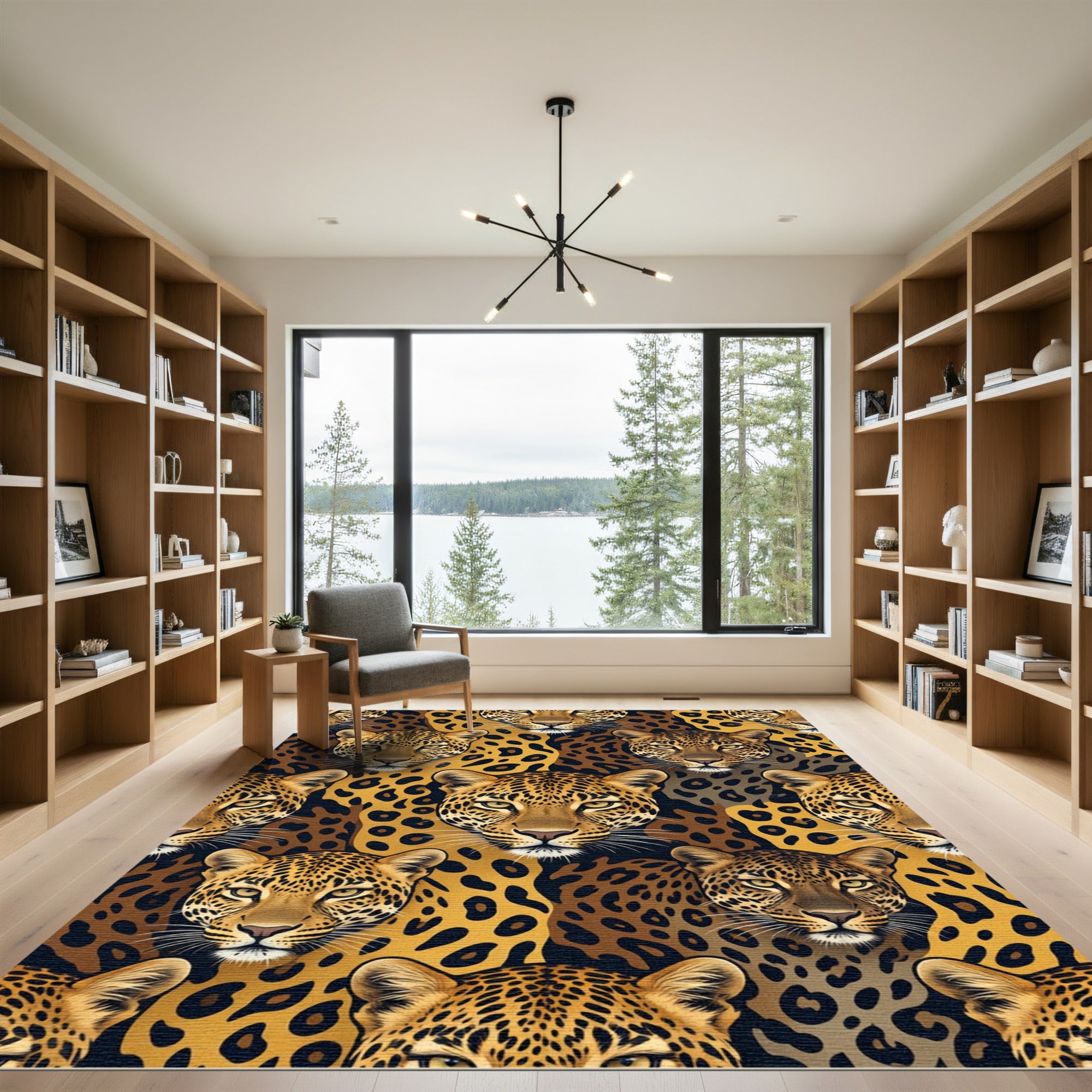 Golden Leopard Face Animal Spot Rug