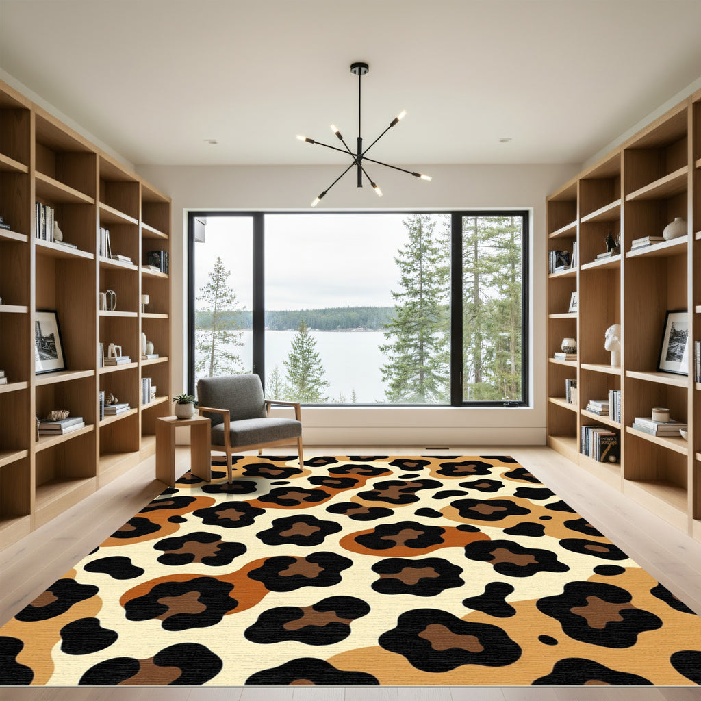 Bold Earthy Gold Leopard Spot Rug