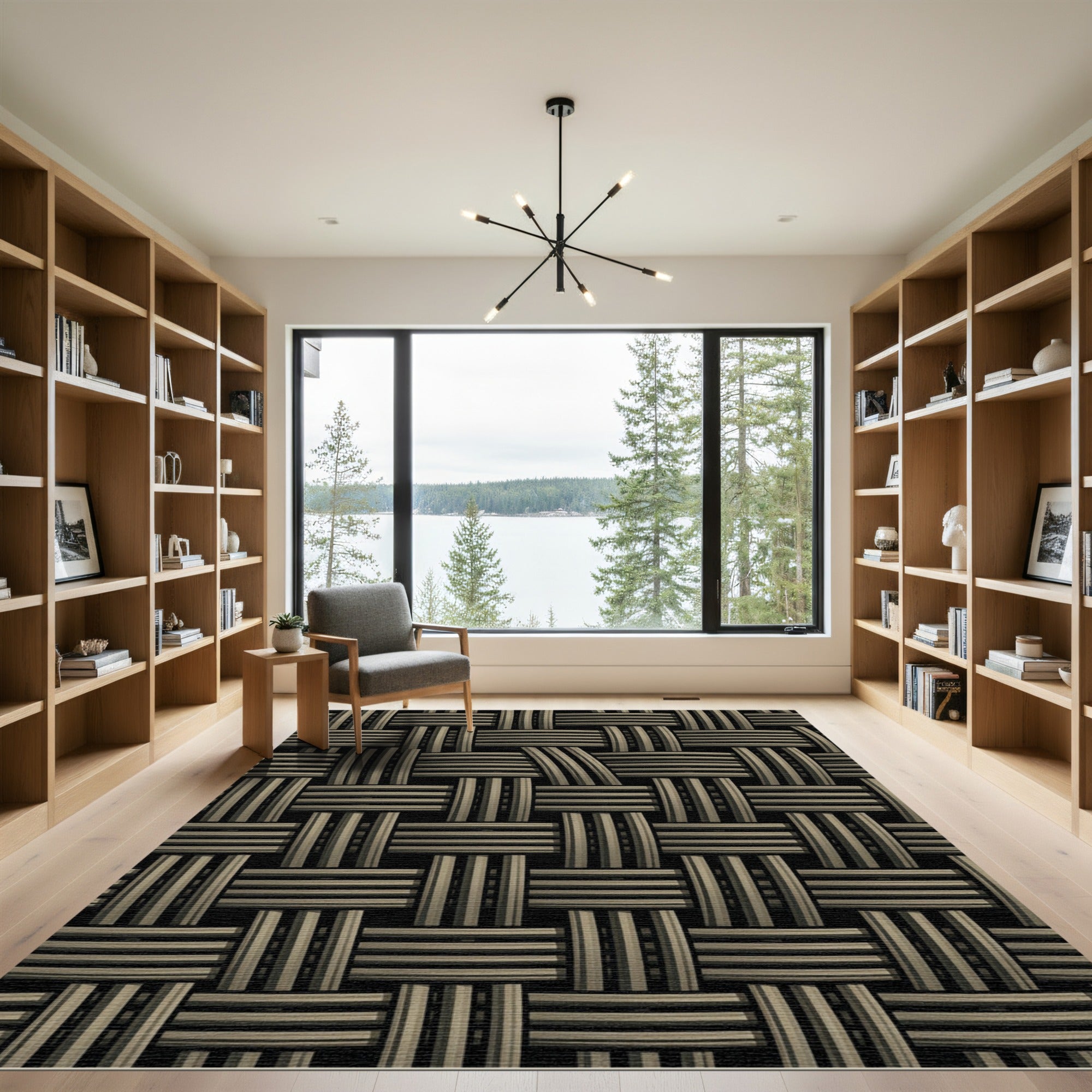 Textured Woven Neutral Geometric Rug