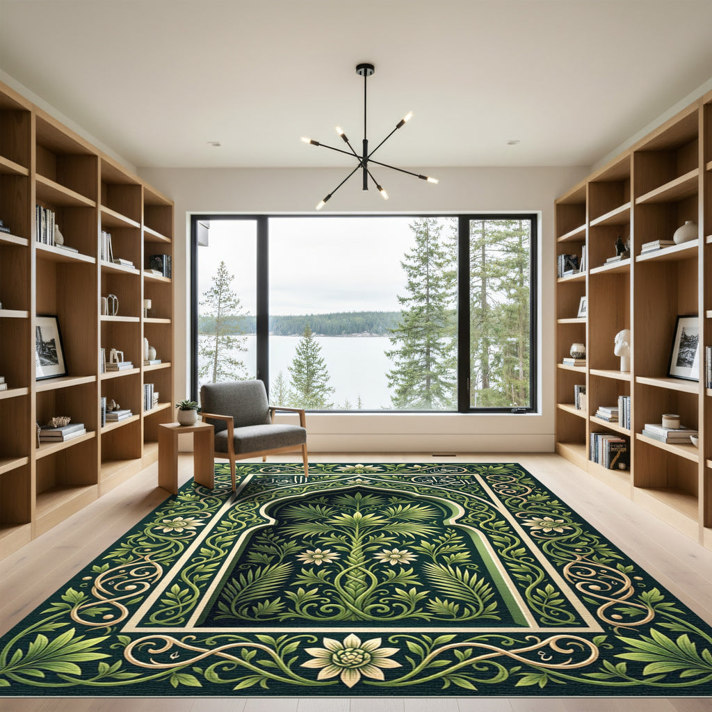 Emerald Botanical Arch Forest Green Rug