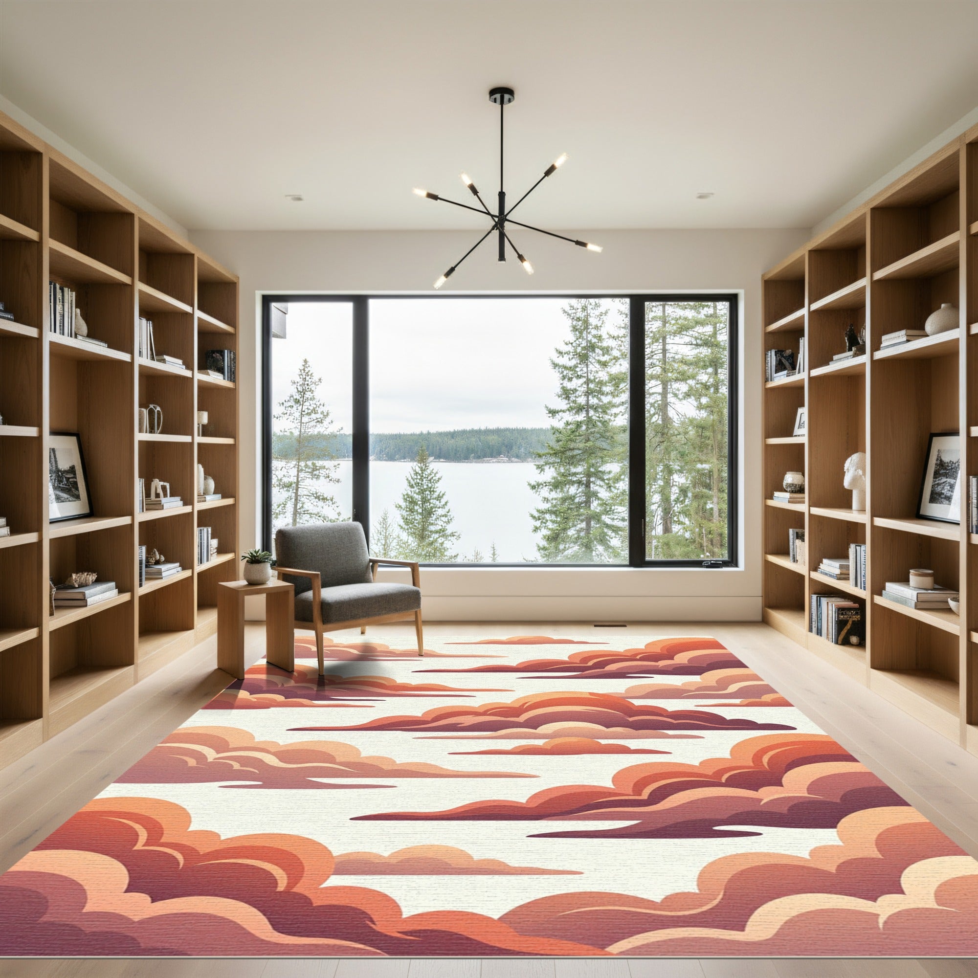 Terracotta Swirls Cumulus Clouds Rug
