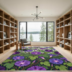Vibrant Purple Morning Glory Botanical Rug